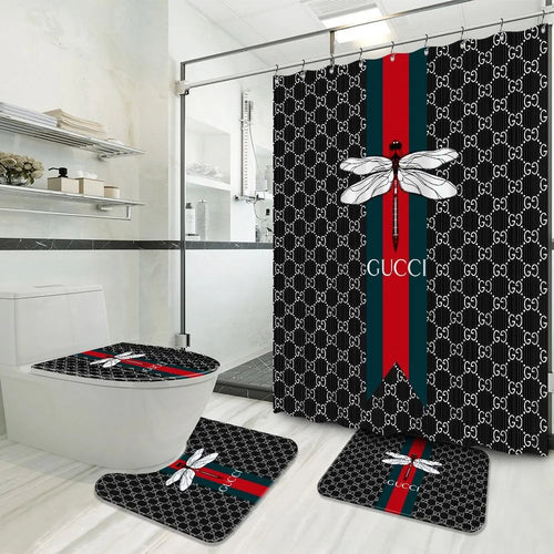 Butterfly Black Gucci Shower Curtain