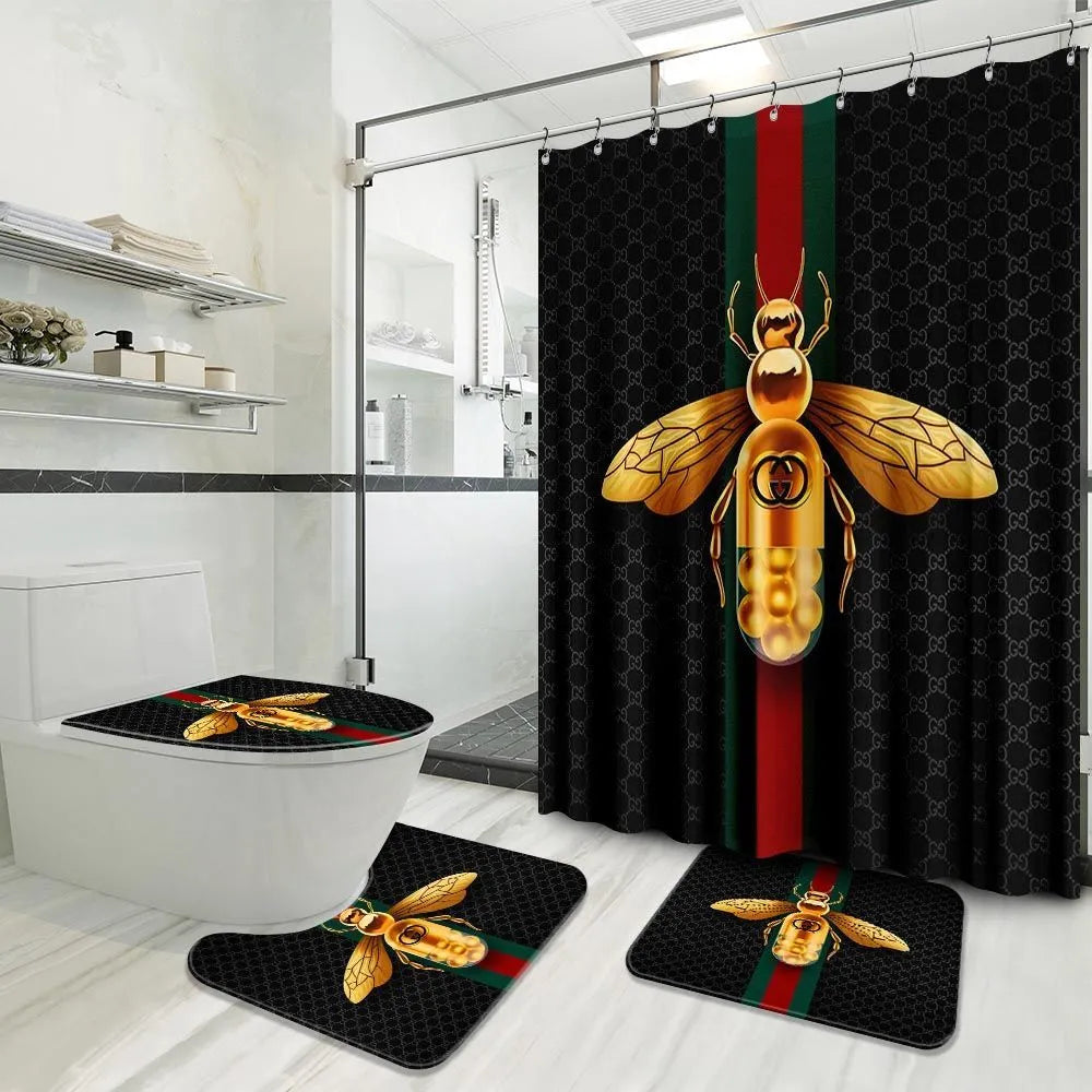 Gold Bee Gucci Shower Curtain