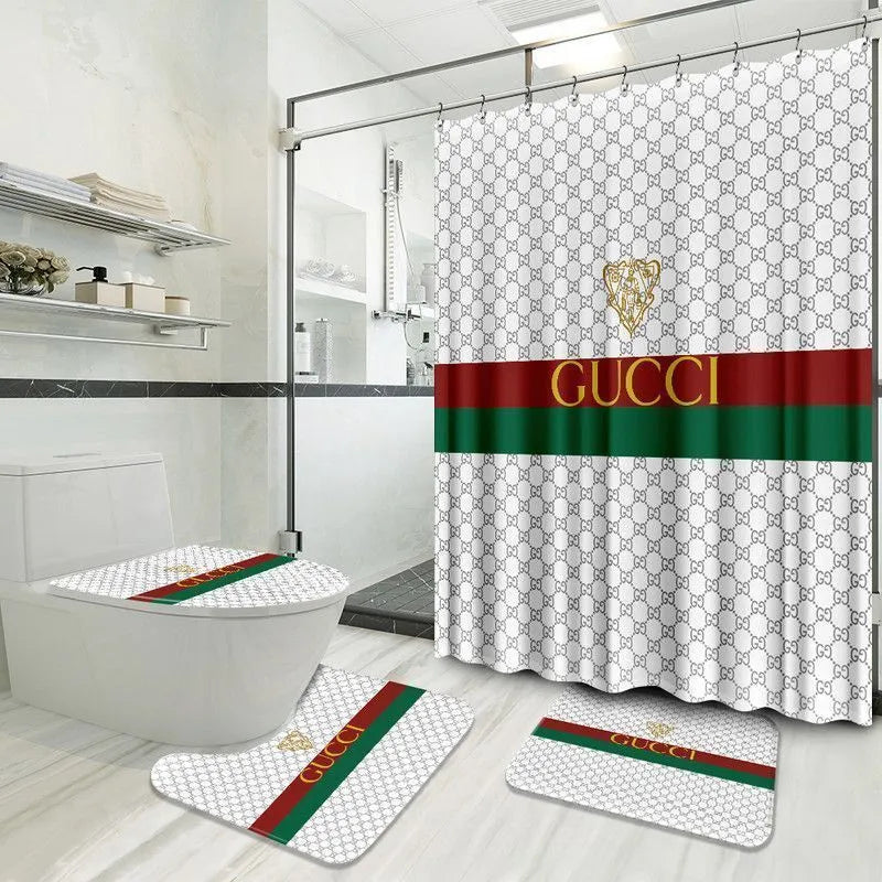 Luxury White Gucci Shower Curtain