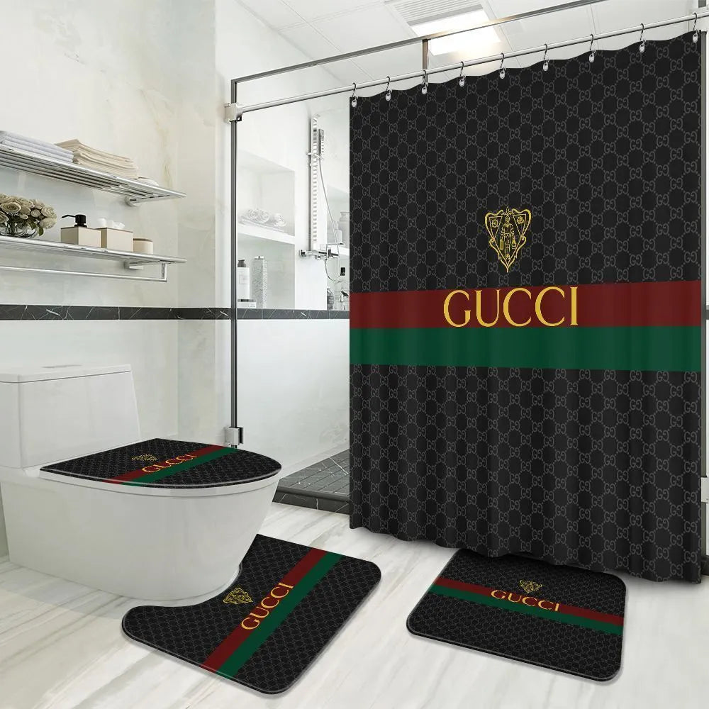 Luxury Gray Gucci Shower Curtain