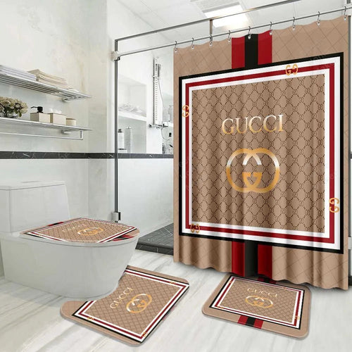 Luxury Beige Gucci Shower Curtain