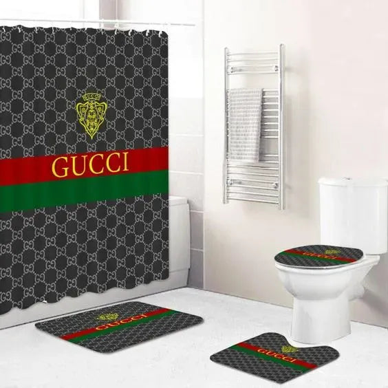 Gray Gucci Shower Curtain