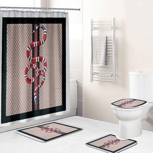 BEST Louis Vuitton Bugs Bunny Cute Gucci Grey-Black Logo Luxurious Bathroom  Curtain Set • Kybershop