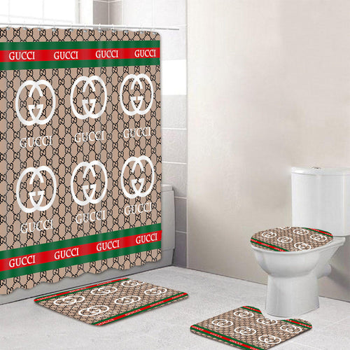 Italy White Logo Gucci Shower Curtain
