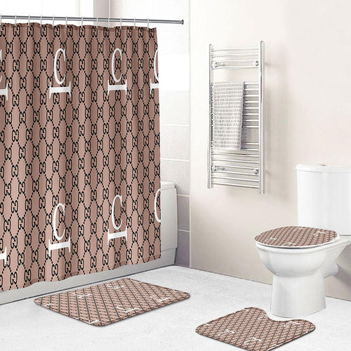 Beige White Logo Gucci Shower Curtain