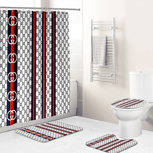 White Black Red Gucci Shower Curtain
