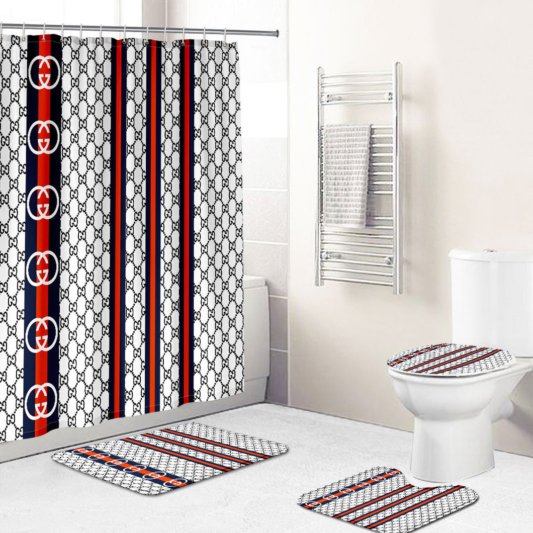 White Black Red Gucci Shower Curtain