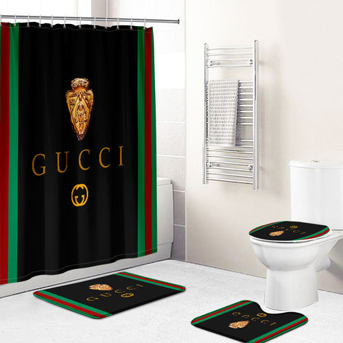 Black Green Red Gucci Shower Curtain