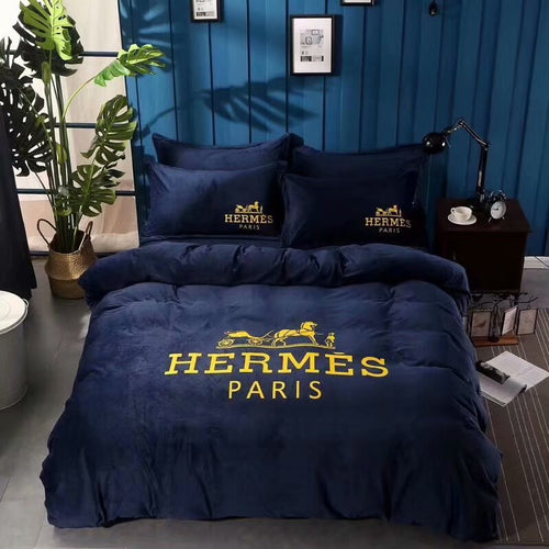 Lyxigt blått Paris Hermes sängklädesset
