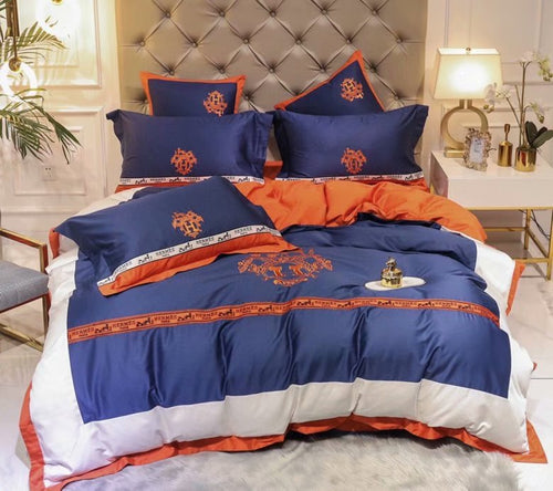 Blue and White Hermes bed set