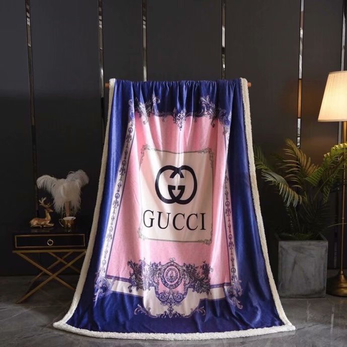 Pink and blue Gucci blanket