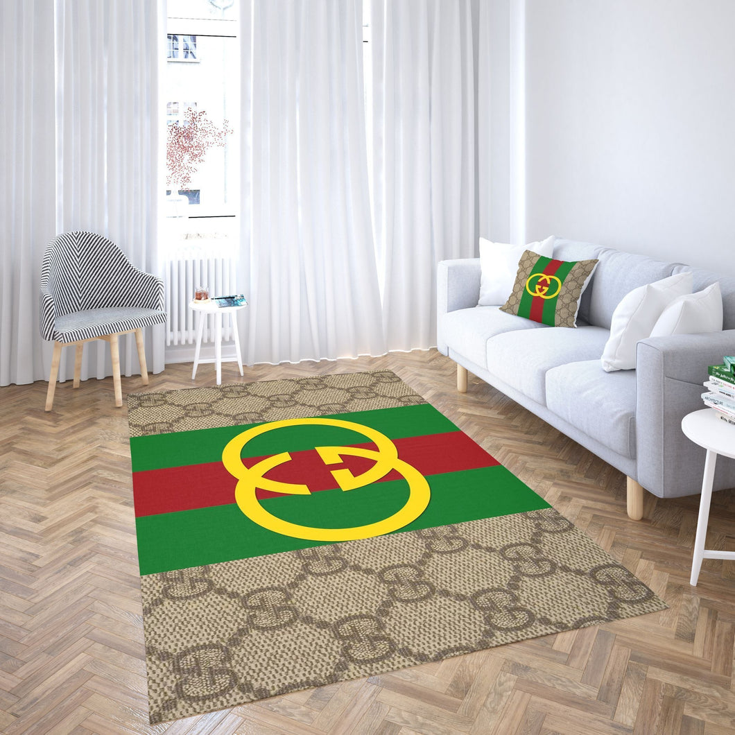 Green & Red Gucci living room carpet and rug