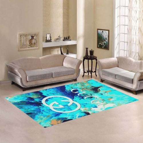 Blue Gucci living room carpet and rug
