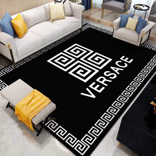Charcoal Versace living room carpet and rug