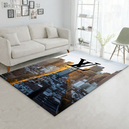 Louis Vuitton black logo living room carpet