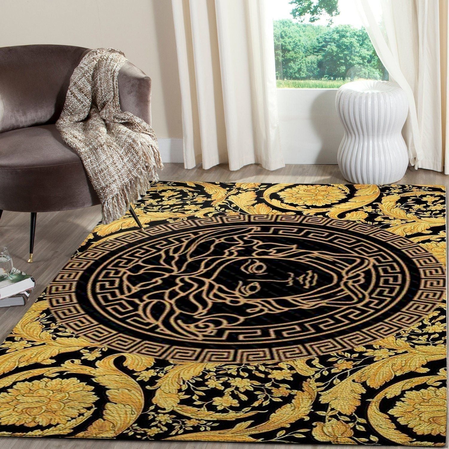 Arylide yellow Versace carpet and rug for living room and bedroom ...