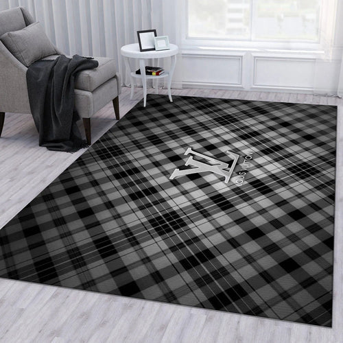 Louis Vuitton gray & black living room carpet