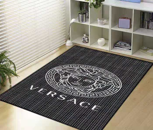 white logo Versace living room carpet and rug