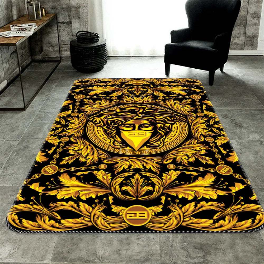 medusa golden pattern Versace carpet and rug for living room and ...
