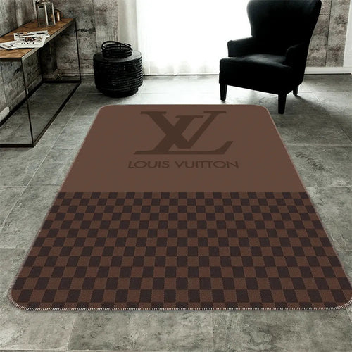 Louis Vuitton brown logo luxury living room carpet