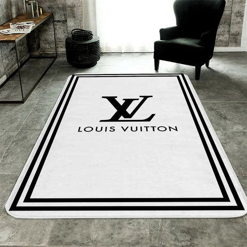 Louis Vuitton Black and White Living Room Area Rug - REVER LAVIE