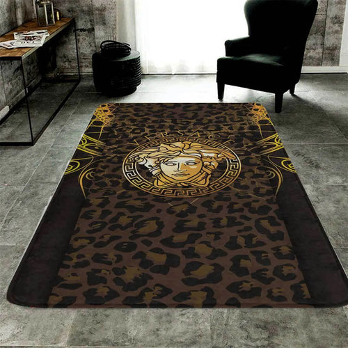 Brown Medusa Versace living room carpet and rug