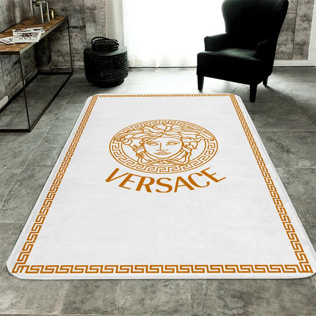 white golden Versace living room carpet and rug