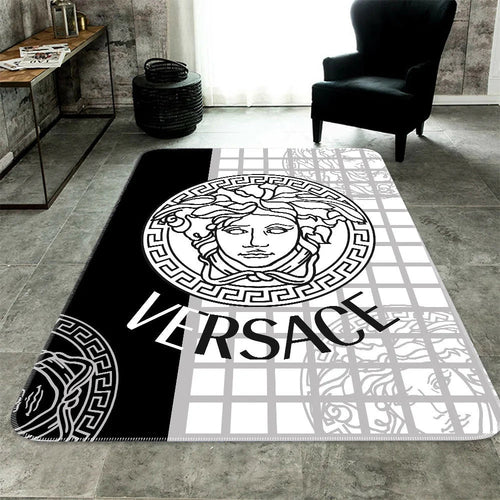 Basic Black and white Versace living room carpet and rug