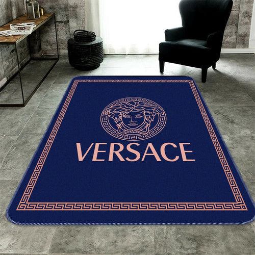 Dark Blue Versace living room carpet and rug