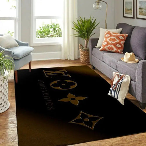 Louis Vuitton dark logo luxury living room carpet