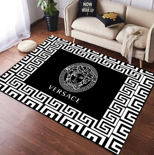 Monochrome Versace living room carpet and rug
