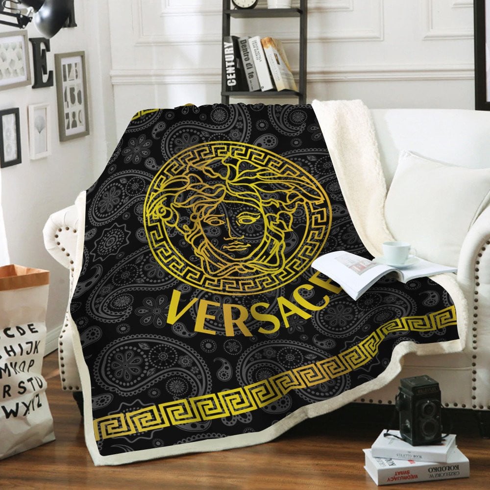 Golden Medusa Logo Versace blanket