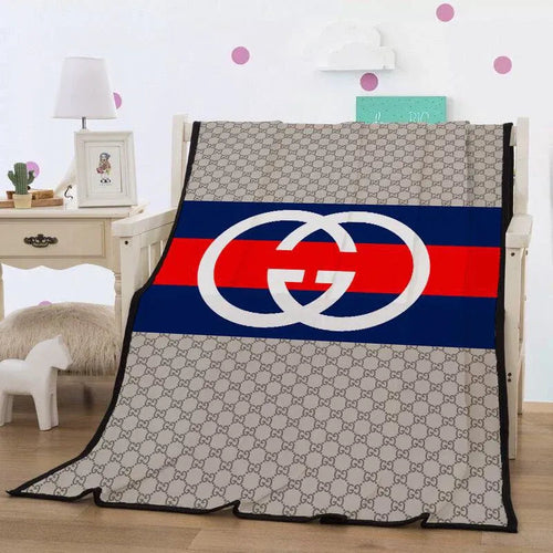Blue & Red Gucci blanket