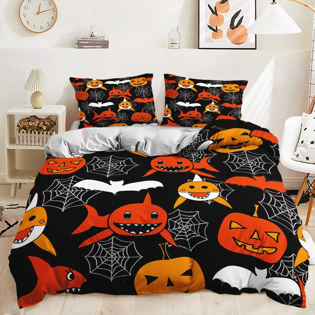 Shark Pumpkin Halloween bed set