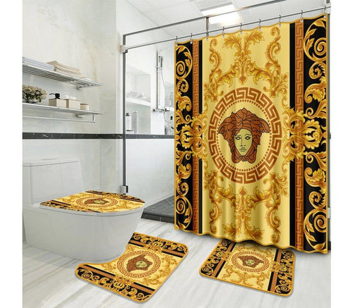 Luxury Gold Versace Shower Curtain Set