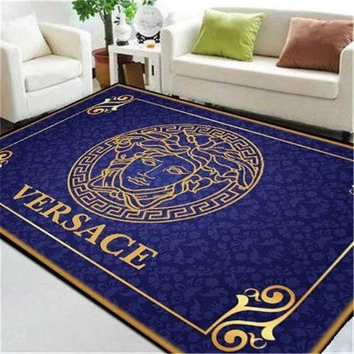 Blue Versace living room carpet and rug