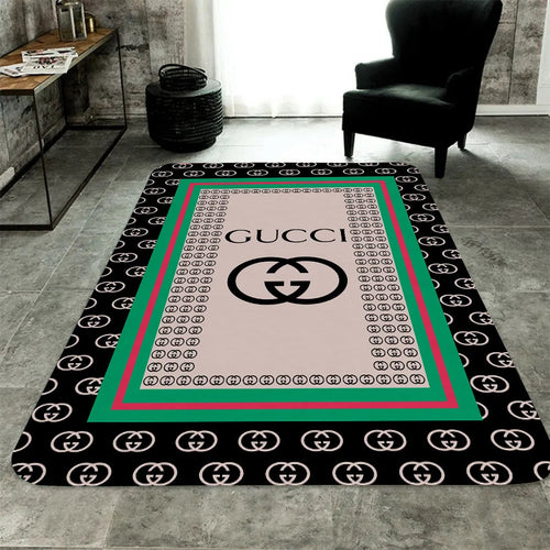 Green Gucci living room carpet and rug