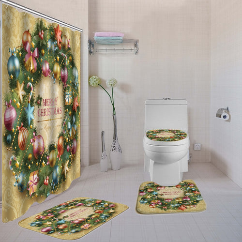christmas shower curtain wreath