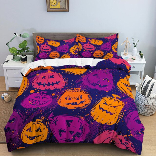 Pumpkin Faces Halloween bed set