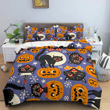 Load image into Gallery viewer, Black Cat Halloween bed set
