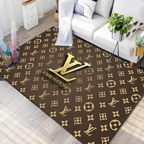 Louis Vuitton Brown Mix White Logo Luxury Brand Carpet Rug Limited Edition