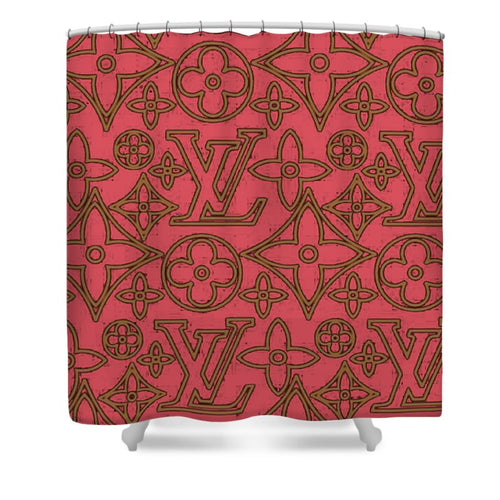 Louis vuitton Shower Curtain Red and Gold