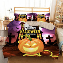 Load image into Gallery viewer, Pumkin Bat Halloween bed set
