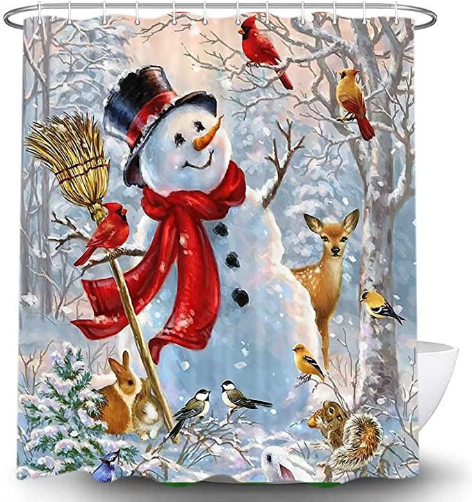Christmas Cute Snowman Shower Curtain