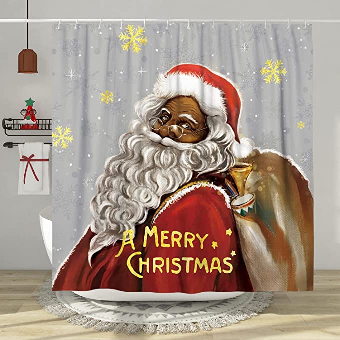 Black Santa Claus Shower Curtain