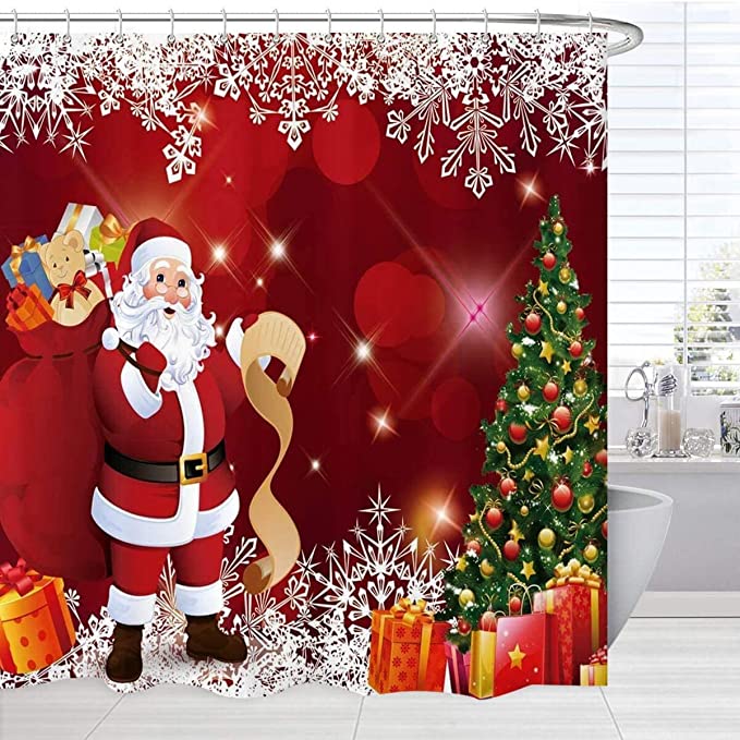 Red Holiday Shower Curtain