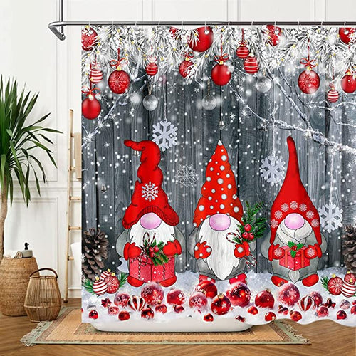 Christmas Gnomes Shower Curtain