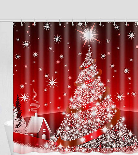 Santa Christmas Trees Shower Curtain