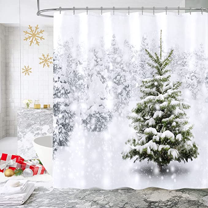 Winter Forest Snowfall Shower Curtain