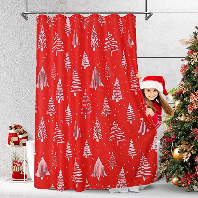 Red Xmas Shower Curtain